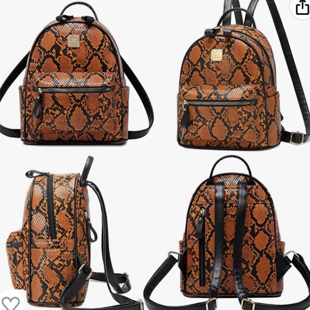 NWOT Faux Snakeskin Leather-look backpack